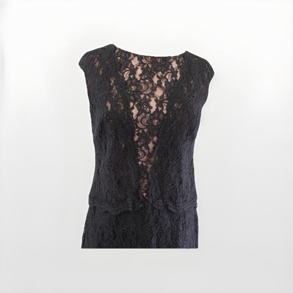 Ralph Lauren Black Lace Cap Sleeves Lined Cocktail Party Dress Fun Stylish Sz 6 - Picture 4 of 16